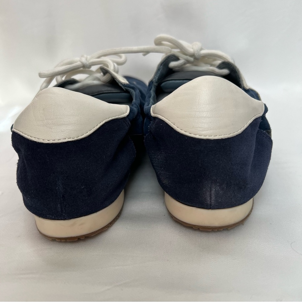 Tory Burch Suede/Leather Perfect Navy Ballet Sneakers Lace Up Size 9.5 New - Picture 3 of 9